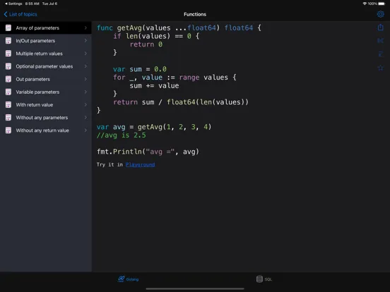 Golang Recipes Pro iPad 应用截图