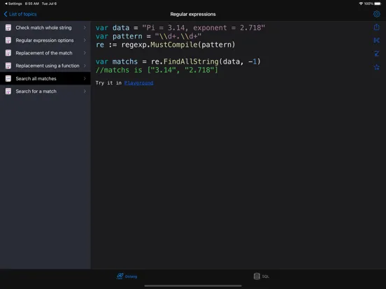 Golang Recipes Pro iPad 应用截图
