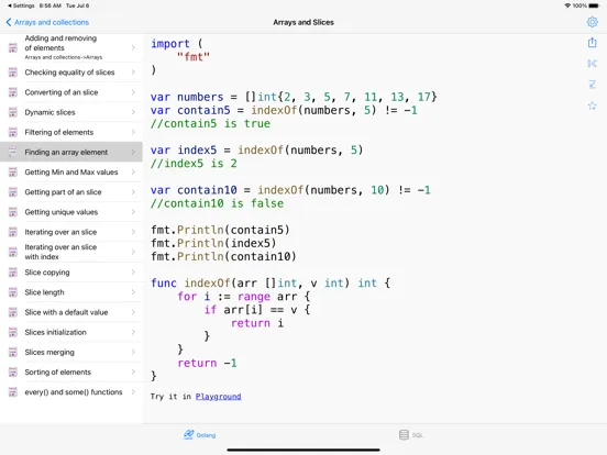 Golang Recipes Pro iPad 应用截图