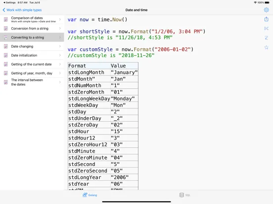 Golang Recipes Pro iPad 应用截图