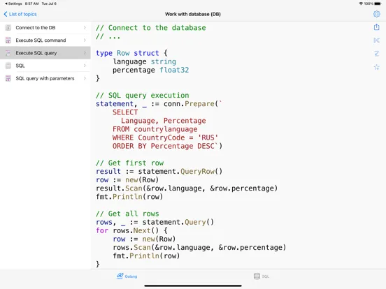 Golang Recipes Pro iPad 应用截图