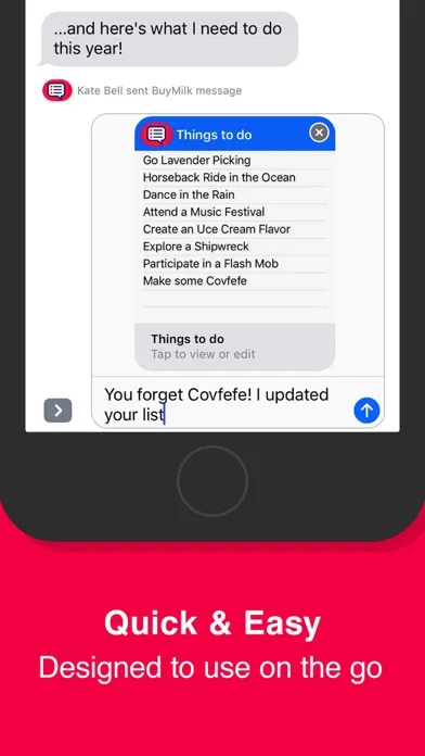 Captures d'écran de BuyMilk: Lists in iMessage