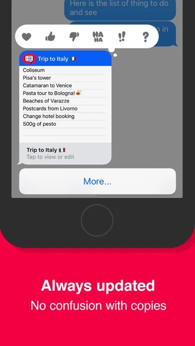 Captures d'écran de BuyMilk: Lists in iMessage