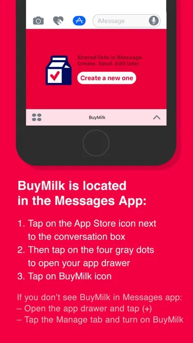 Captures d'écran de BuyMilk: Lists in iMessage