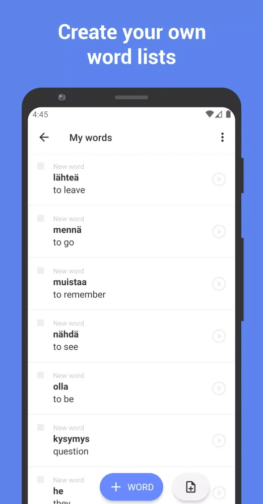 Capturas de tela do Learn Finnish with flashcards!