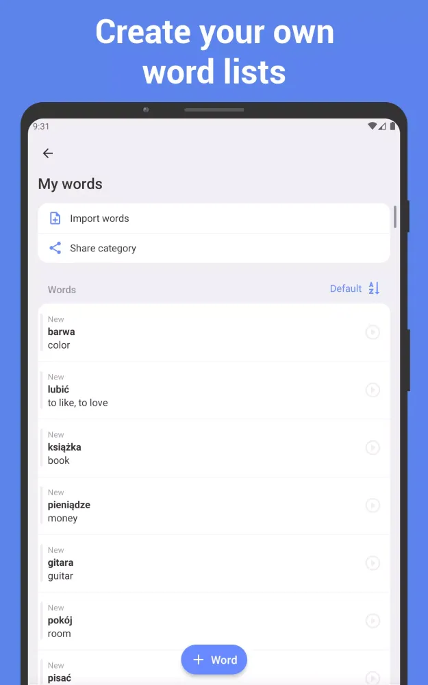 Learn Polish with flashcards! Screenshots