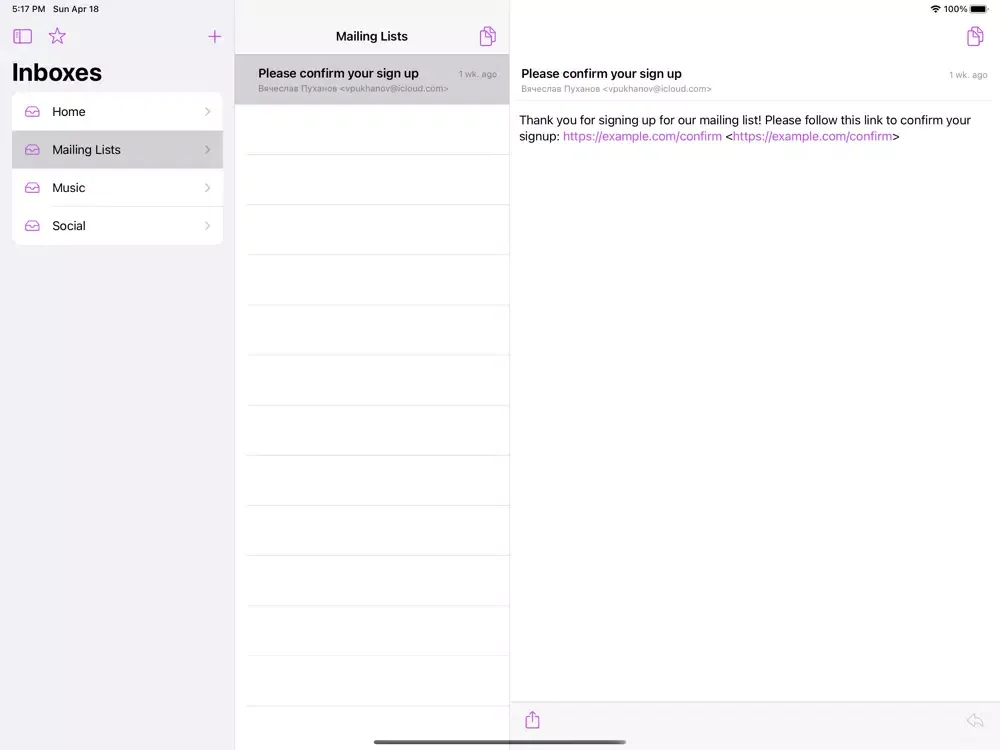 Zrzuty ekranu Binbox - Anonymous Email iPad 