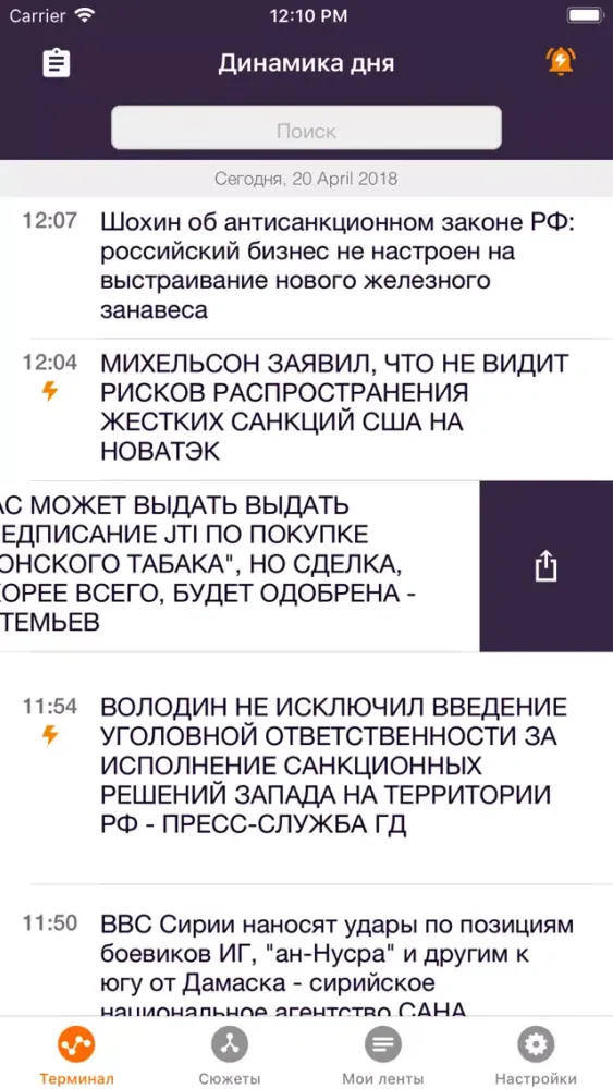 Скриншоты Динамика дня
