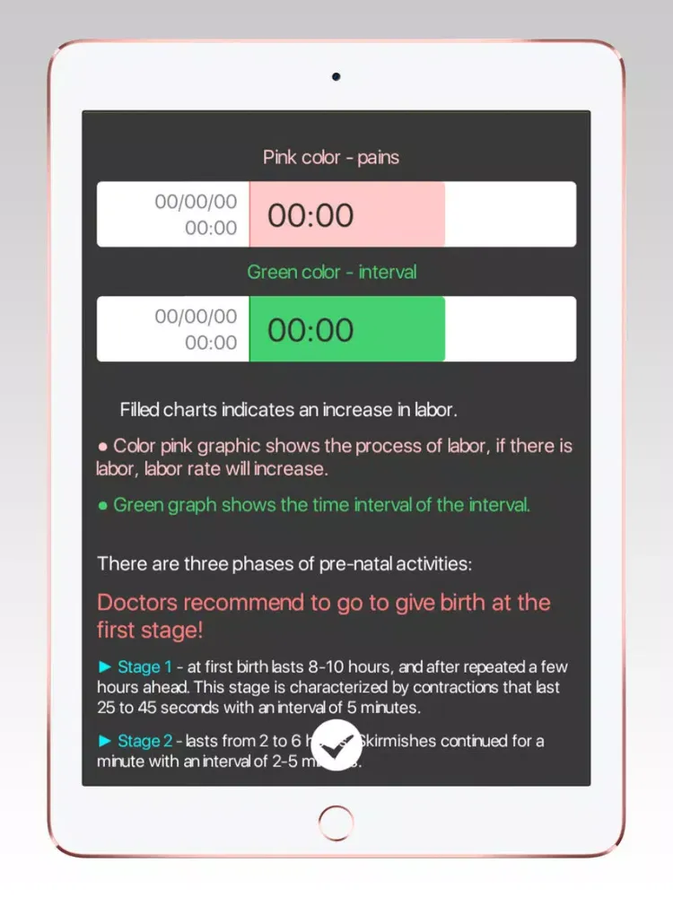 Tangkapan layar Contractions+ iPad 