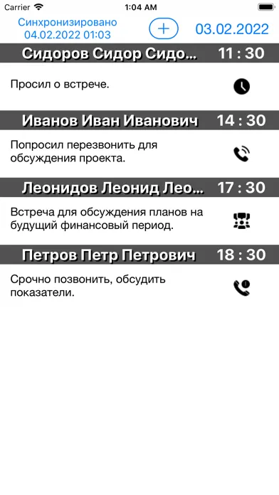 Скриншоты ИС Звонки