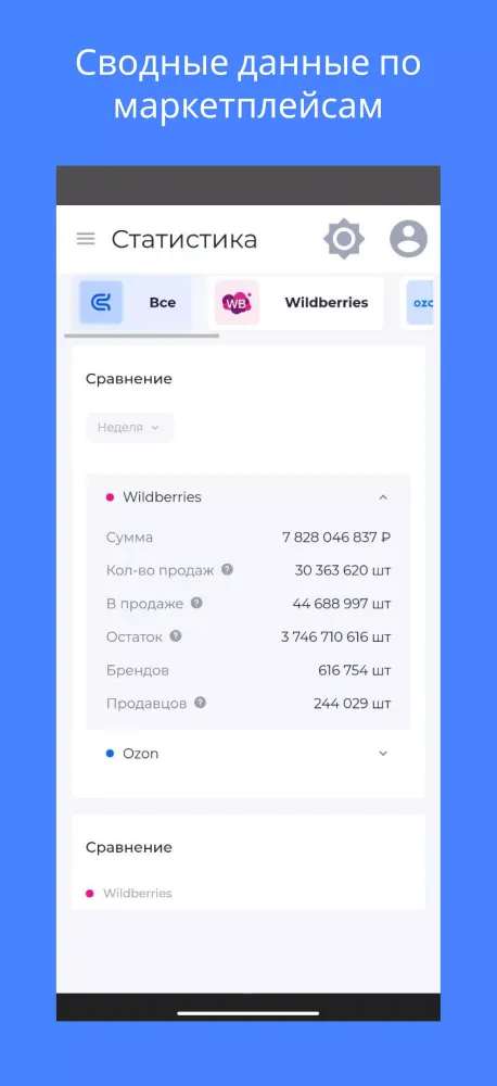 ภาพหน้าจอของ Shopstat — аналитика WB и Ozon
