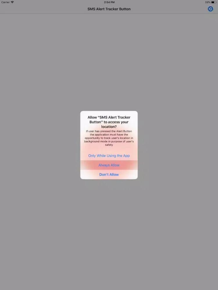 Tangkapan layar SMS Alert Tracker Button iPad 