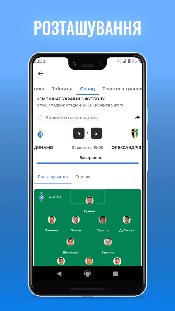 ФК Динамо Київ — Tribuna.com Ekran Görüntüleri