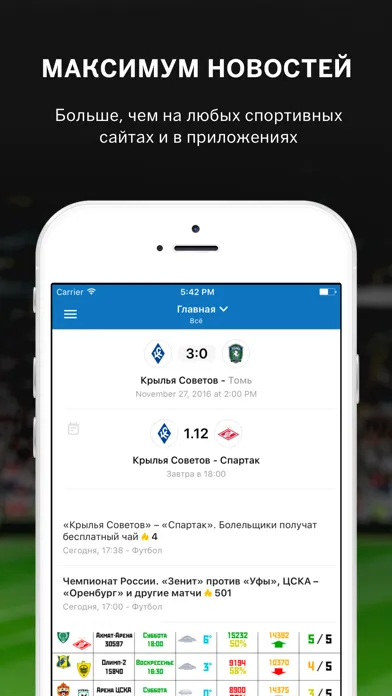 Capturas de tela do Крылья Советов от Sports.ru