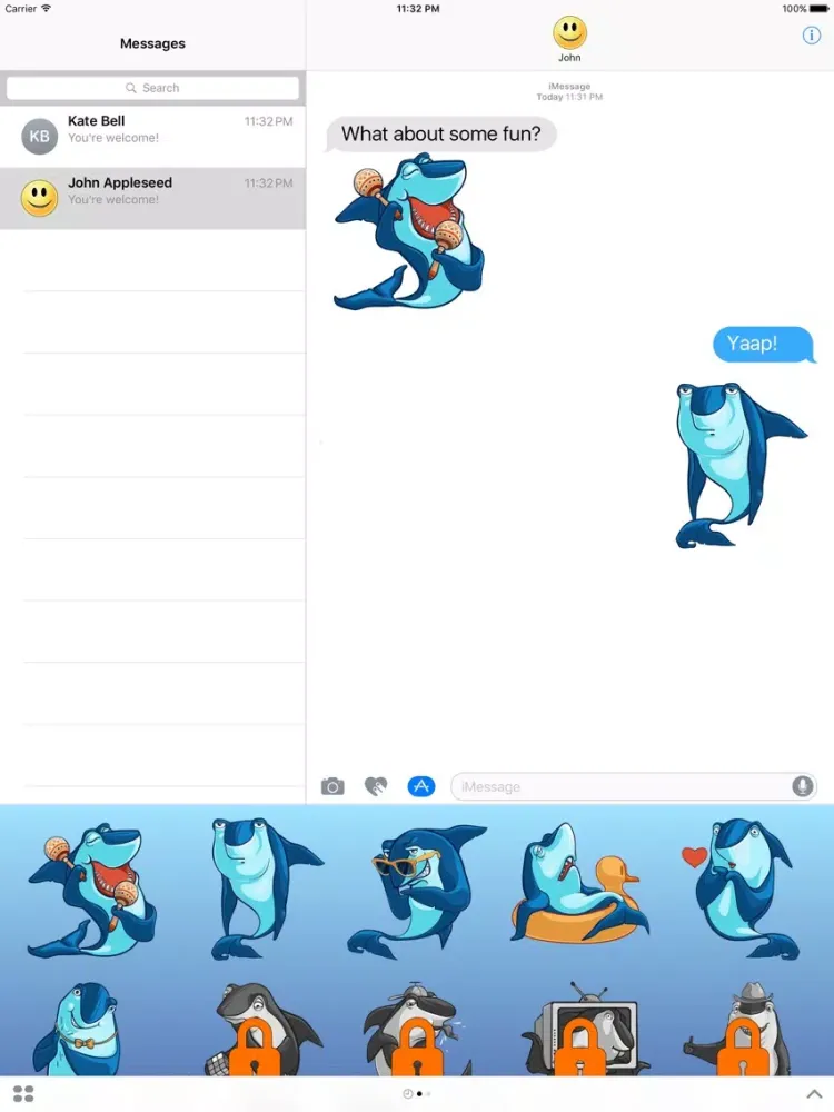 Capturas de tela do Angry Shark Stickers for iMessage iPad 