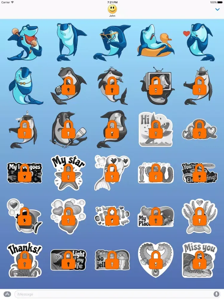 Capturas de tela do Angry Shark Stickers for iMessage iPad 