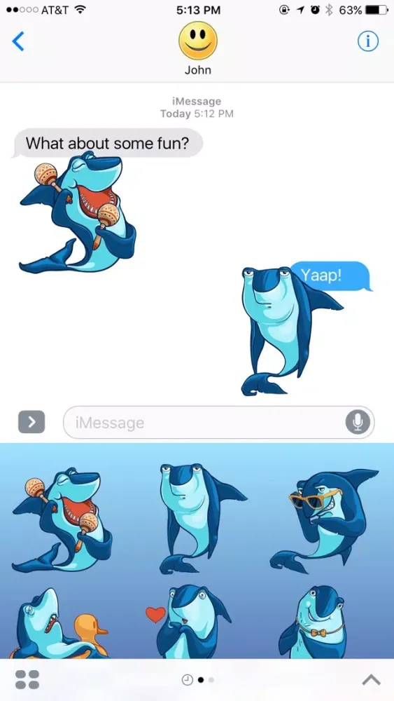 Capturas de tela do Angry Shark Stickers for iMessage