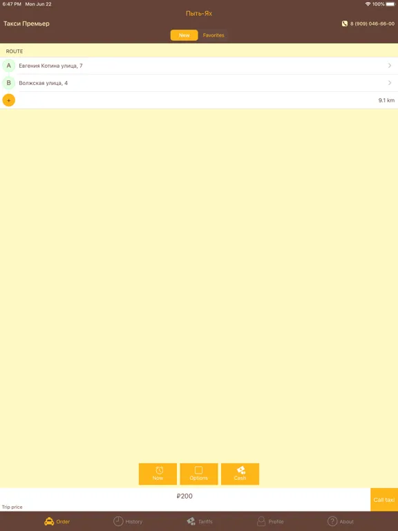 تصاویر Taxi ordering "Premier" iPad 