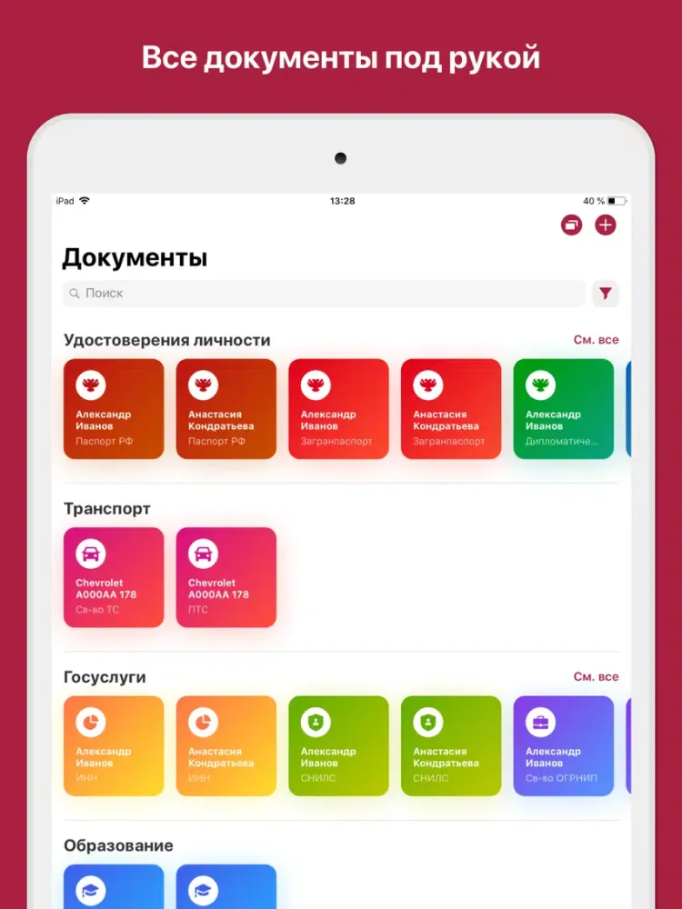 Ảnh chụp màn hình của ВКармане: хранение документов iPad 