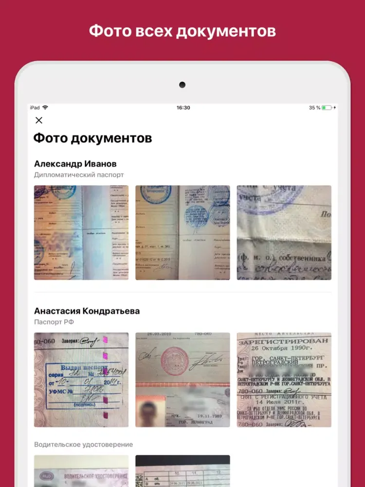 Ảnh chụp màn hình của ВКармане: хранение документов iPad 