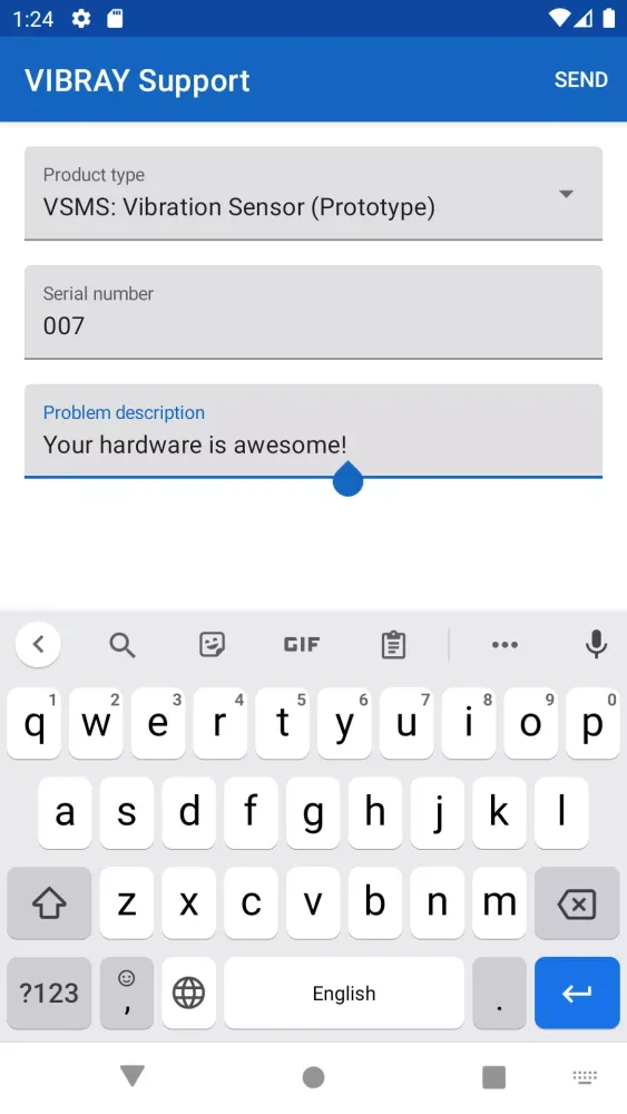 VIBRAY Support Screenshots