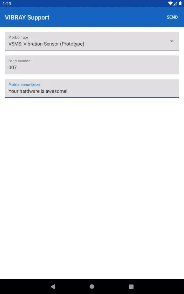 VIBRAY Support Screenshots