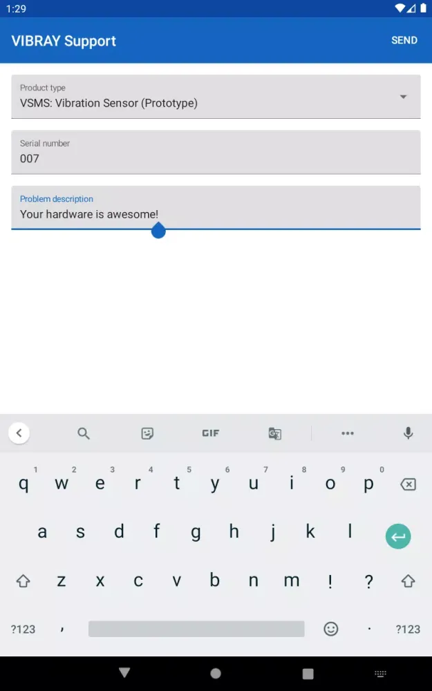 VIBRAY Support Screenshots
