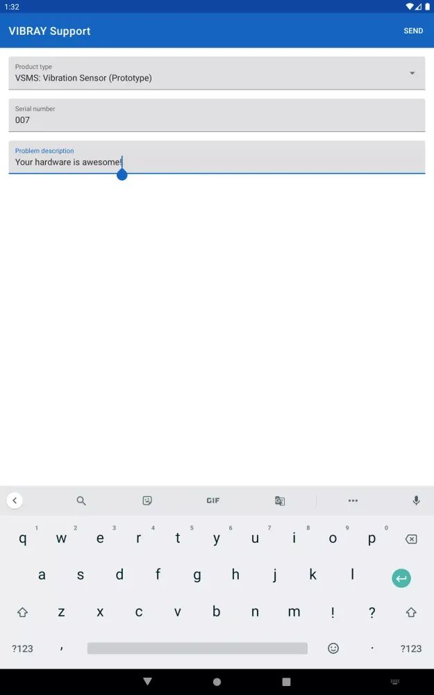 VIBRAY Support Screenshots