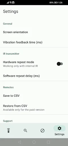 Capturas de tela do IrCode Finder Universal Remote