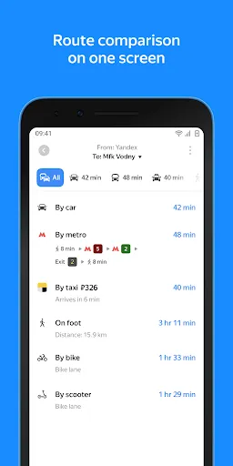 Ảnh chụp màn hình của Yandex Maps and Navigator