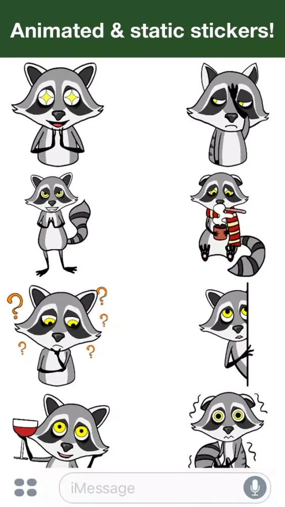 Raccoon - Animated stickers سکرین شاٹس