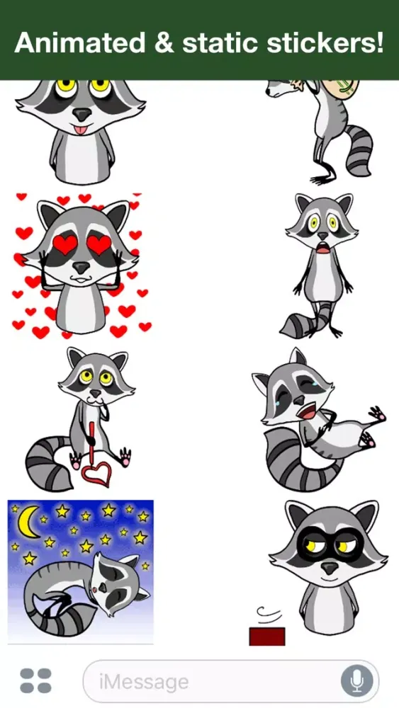 Raccoon - Animated stickers سکرین شاٹس