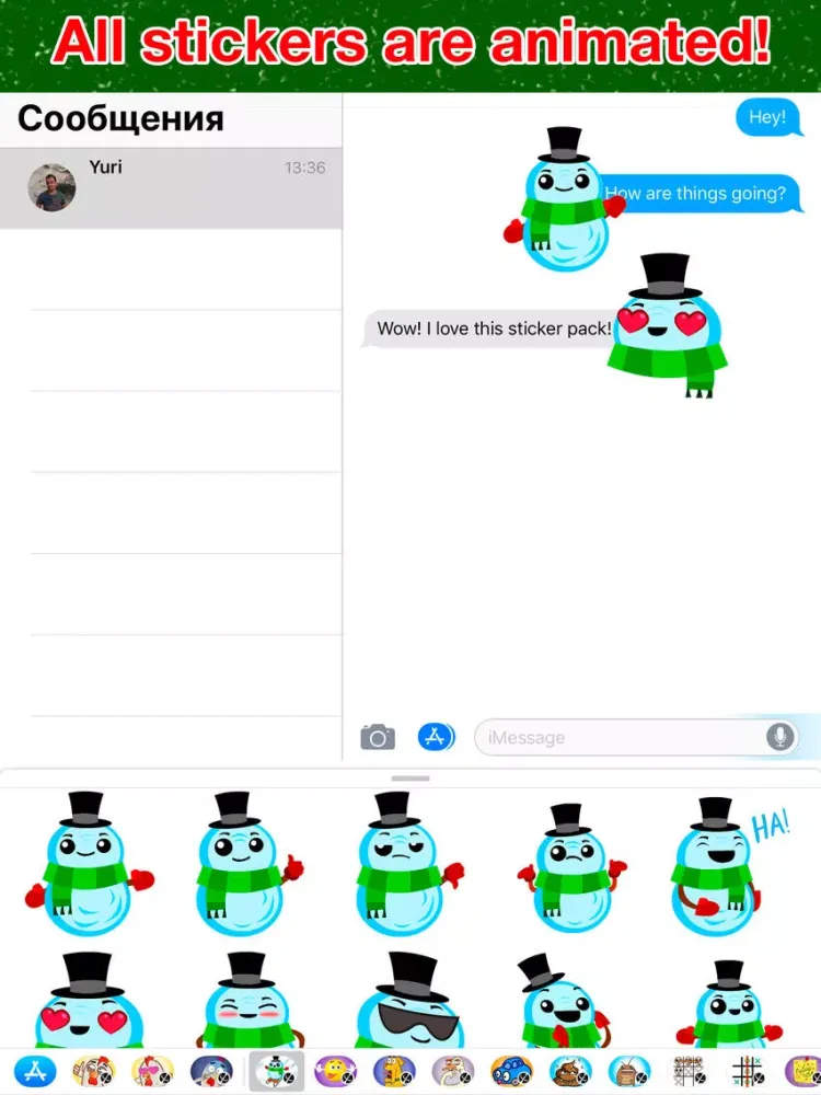 Snowman - Animated stickers iPad 应用截图