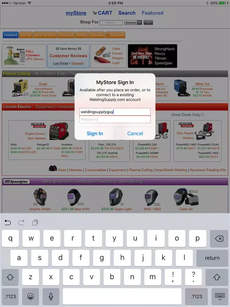 Tangkapan skrin WeldApp For Shopping By WeldingSupply.com iPad 