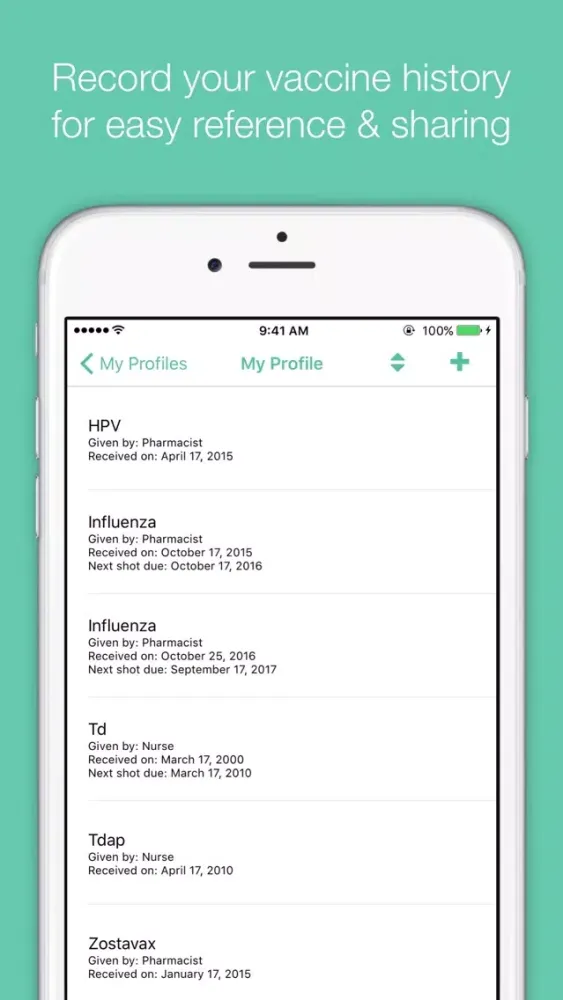 My Immunizations Screenshots
