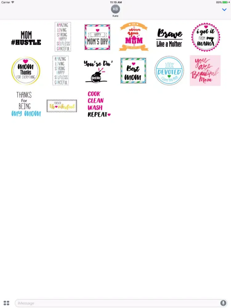 Love you mom - Mother's day badges and stamps iPad  Screenshots