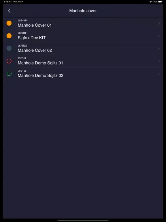 Capturas de tela do RYNAN IoT iPad 
