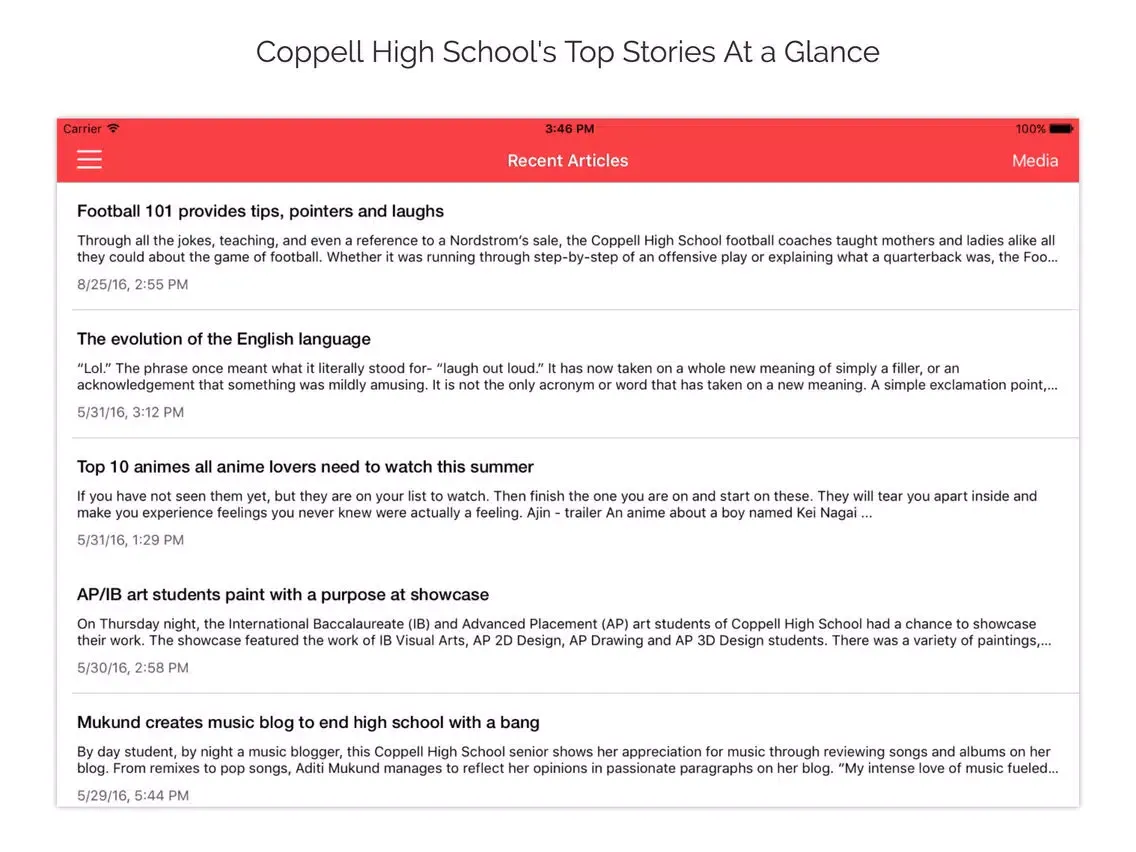 Coppell Student Media: Articles and KCBY iPad  سکرین شاٹس