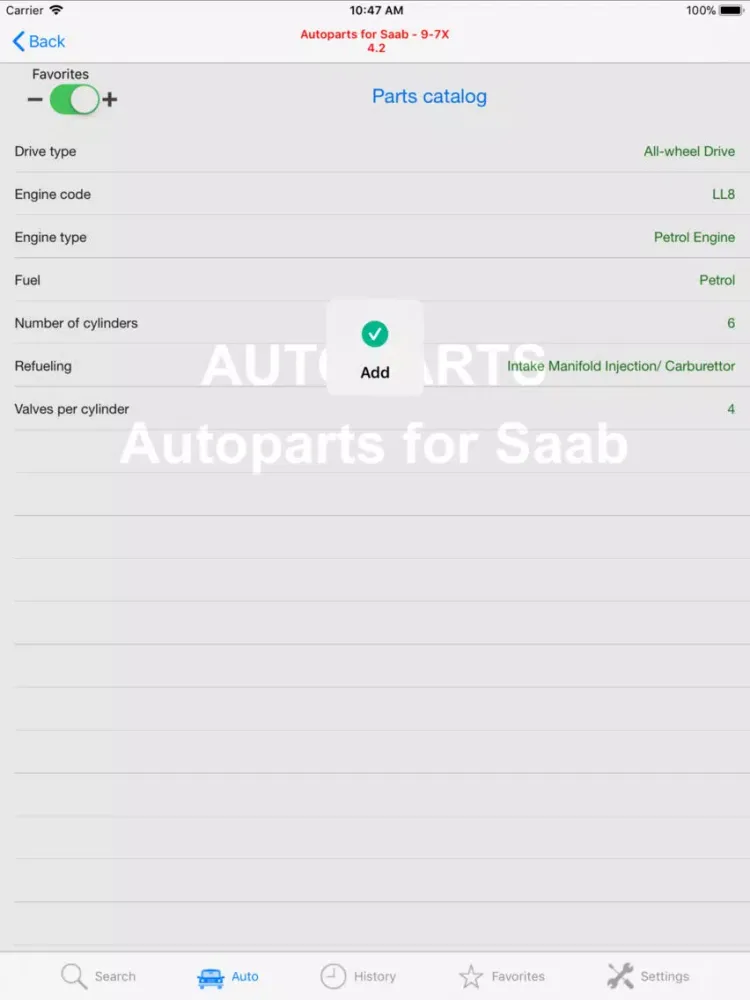 ภาพหน้าจอของ Autoparts for Saab iPad 