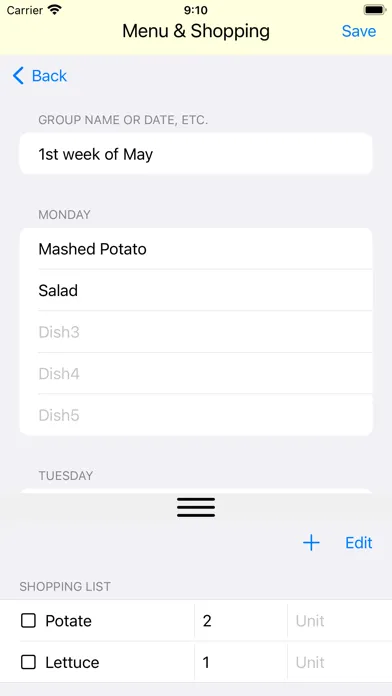 ภาพหน้าจอของ Menu & Shopping Memo