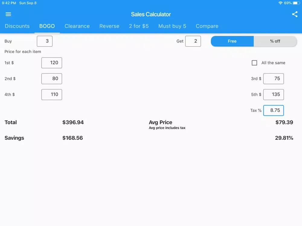 Price & Discount Calculator iPad  स्क्रीनशॉट