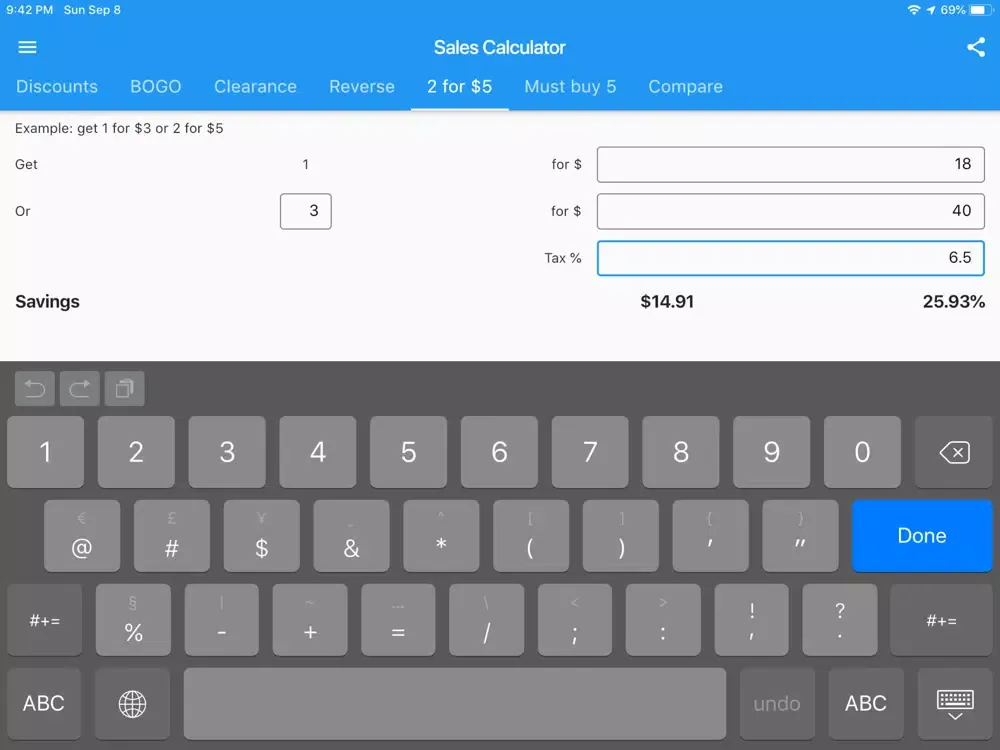 Price & Discount Calculator iPad  स्क्रीनशॉट