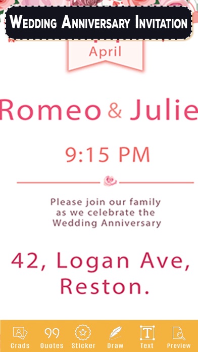 Wedding Anniversary Invitation Screenshots