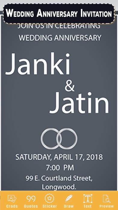 Wedding Anniversary Invitation Screenshots
