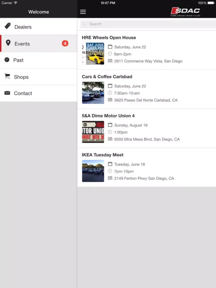 San Diego Audi Club iPad  Screenshots