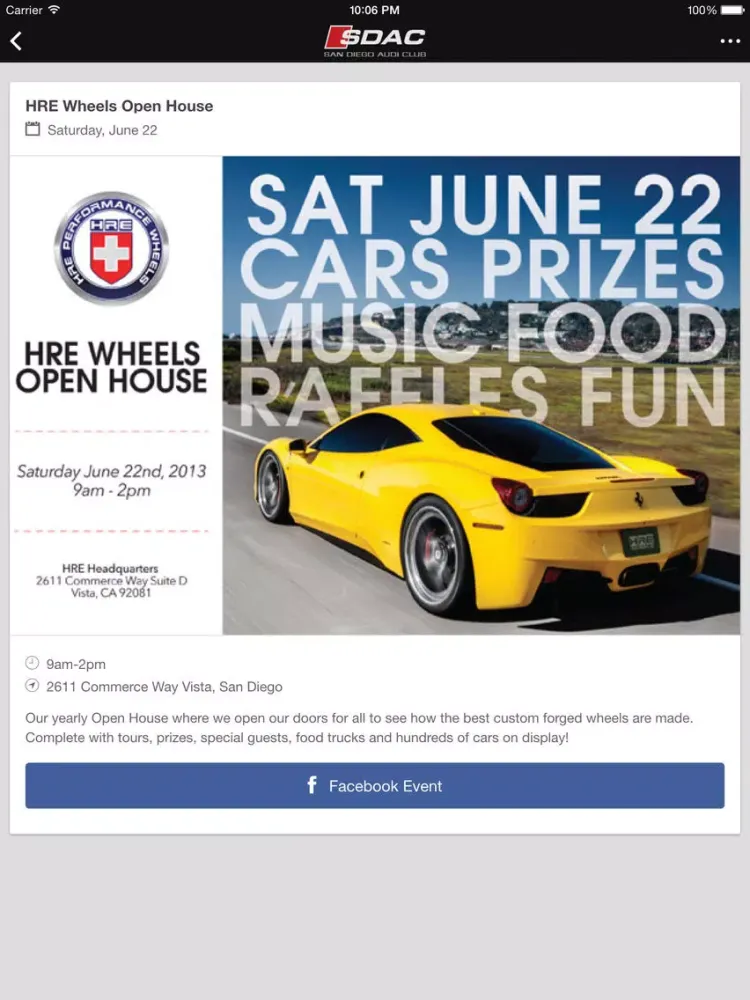 San Diego Audi Club iPad  Screenshots
