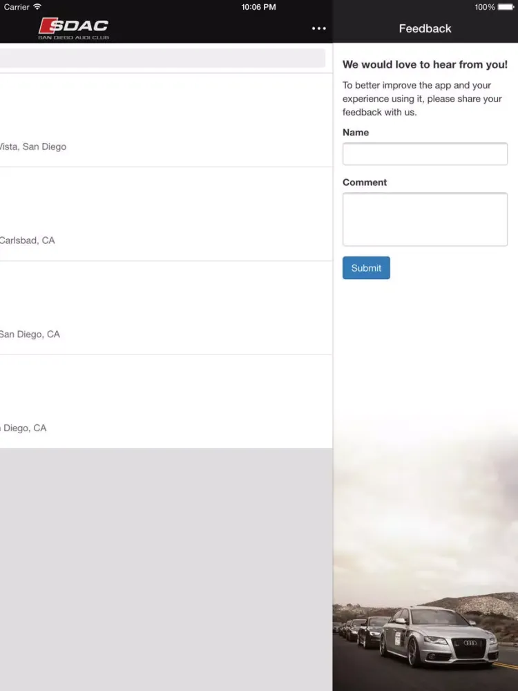 San Diego Audi Club iPad  Screenshots