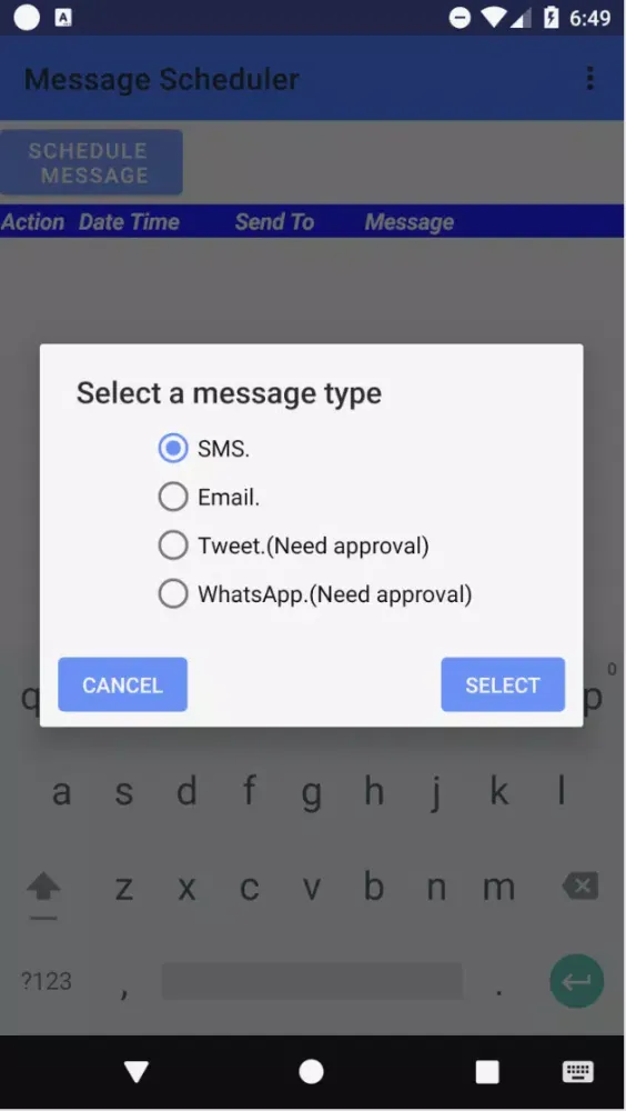Message Scheduler Screenshots