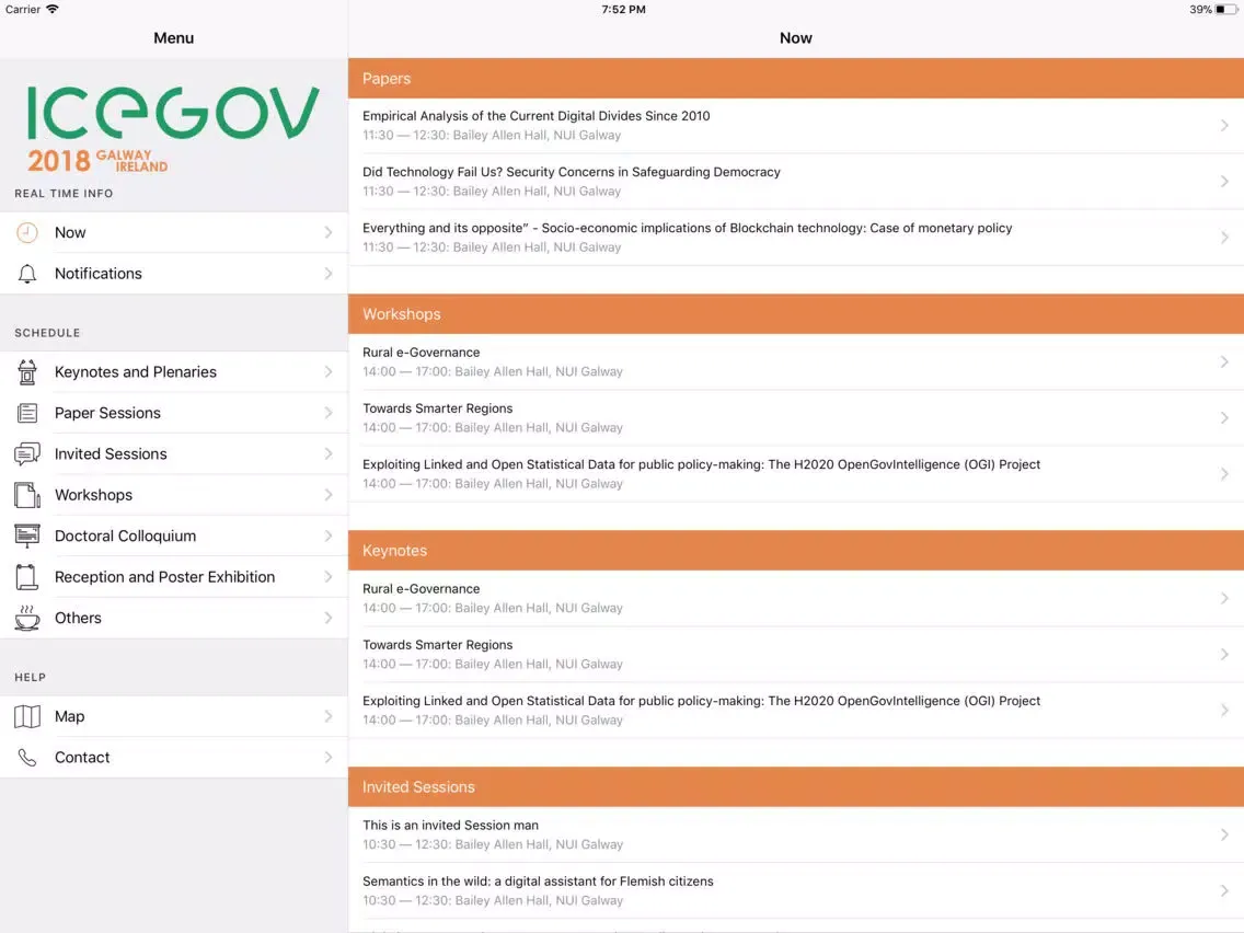 ICEGOV2018 - Galway, Ireland iPad  스크린샷