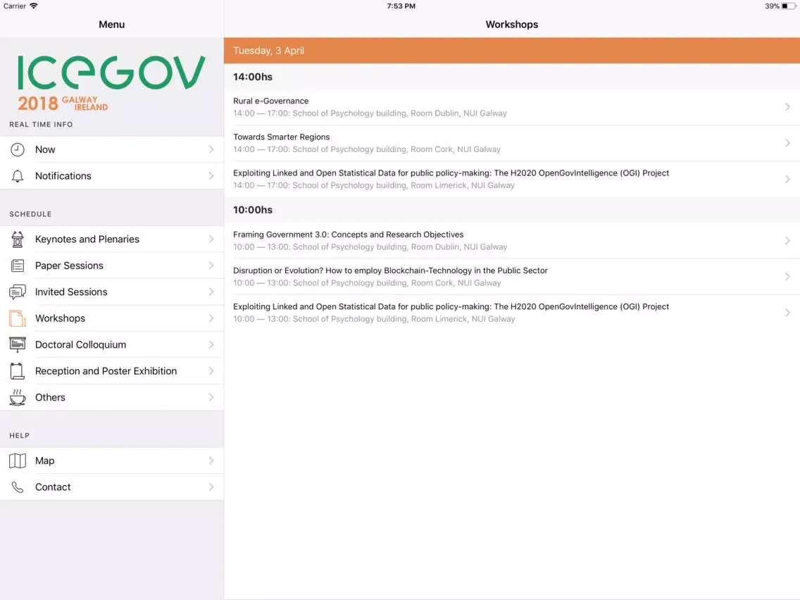 ICEGOV2018 - Galway, Ireland iPad  스크린샷